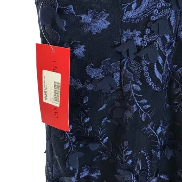 NWT Carmen Marc Valvo Infusion Womens Size 8 Navy Blue Floral Appliqué Dress NEW - Picture 6 of 6